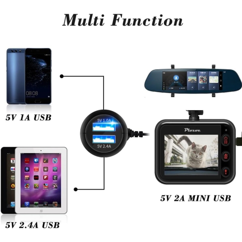 Dash Cam Charger, Car Dash Cam USB Power Cable Cord Vehicle Charging Adapter for Garmin GPS Nuvi、Mirror Cam、Dash