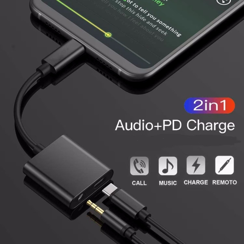 NIERBO USB C to 3.5mm Headphone and Charger Adapter, 2 in 1 USB C to Aux Audio Jack with PD 60W Fast Charging Dongle Cable Cord for iPhone