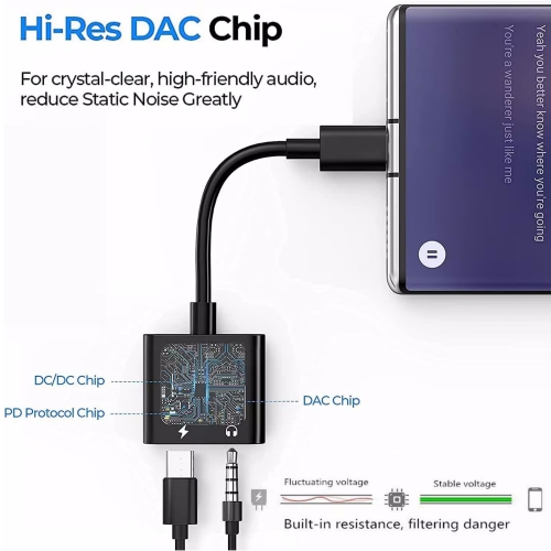 NIERBO USB C to 3.5mm Headphone and Charger Adapter, 2 in 1 USB C to Aux Audio Jack with PD 60W Fast Charging Dongle Cable Cord for iPhone