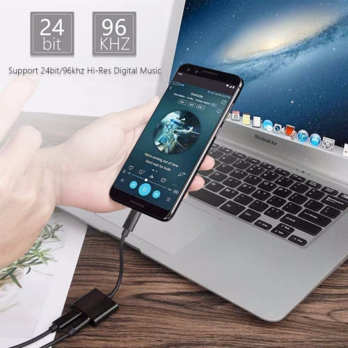 NIERBO USB C to 3.5mm Headphone and Charger Adapter, 2 in 1 USB C to Aux Audio Jack with PD 60W Fast Charging Dongle Cable Cord for iPhone