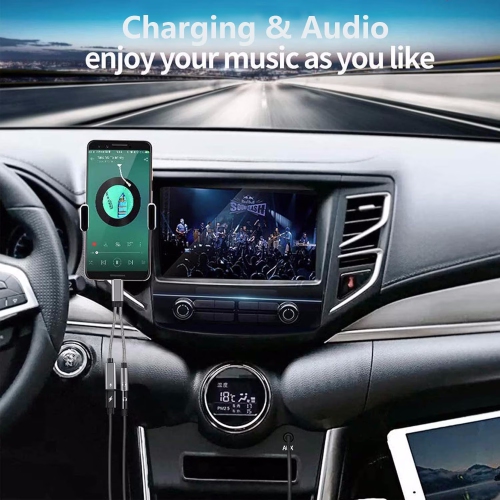 NIERBO USB C to 3.5mm Headphone and Charger Adapter, 2 in 1 Type C to Aux Audio Jack PD 60W Fast Charge Dongle Fit with Galaxy S23 S22 S21 Ultra S20,