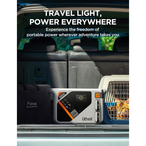 Litheli – Station d’alimentation portative B1000, 1069 Wh de secours avec batterie au lithium