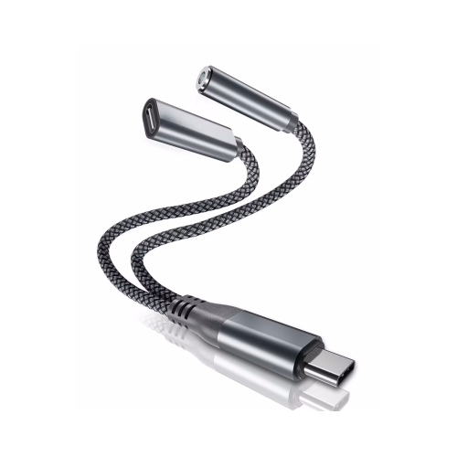 NIERBO USB Type C to 3.5mm Audio Adapter and Charger, 2 in 1 1/8 Inch Headphone Jack Charging Power Aux Cable for iPhone 15, Samsung Galaxy S23 S22