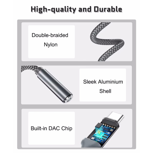 NIERBO USB Type C to 3.5mm Audio Adapter and Charger, 2 in 1 1/8 Inch Headphone Jack Charging Power Aux Cable for iPhone 15, Samsung Galaxy S23 S22