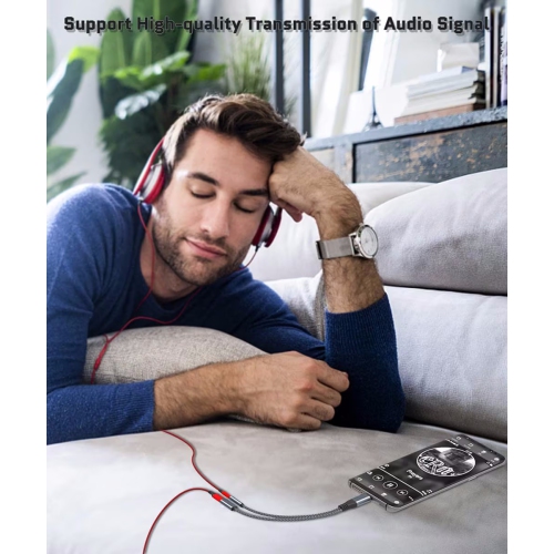 NIERBO USB Type C to 3.5mm Audio Adapter and Charger, 2 in 1 1/8 Inch Headphone Jack Charging Power Aux Cable for iPhone 15, Samsung Galaxy S23 S22