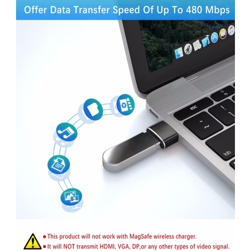 NIERBO 4 Pack USB to USB C Adapter with C Male to 3.0 Female Charger, Thunderbolt 4 to Type A OTG Converter for iPhone 14 13 12 15 Plus Pro Max,