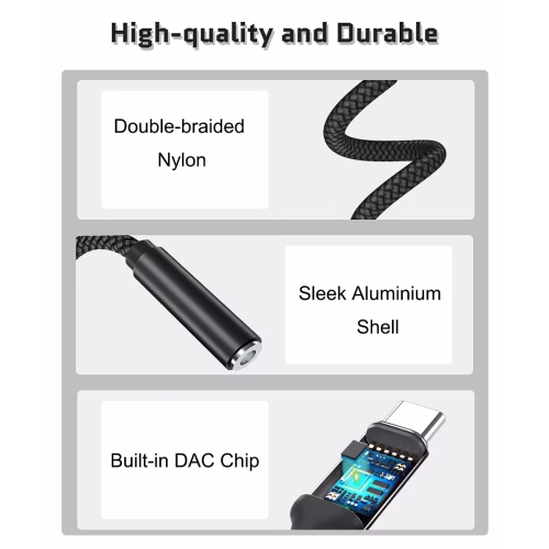 NIERBO USB Type C to 3.5mm Audio Adapter and Charger, 2 in 1 1/8 Inch Headphone Jack Charging Power Aux Cable for iPhone 15, Samsung Galaxy S23 S22