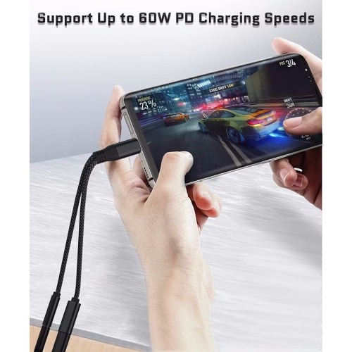 NIERBO USB Type C to 3.5mm Audio Adapter and Charger, 2 in 1 1/8 Inch Headphone Jack Charging Power Aux Cable for iPhone 15, Samsung Galaxy S23 S22