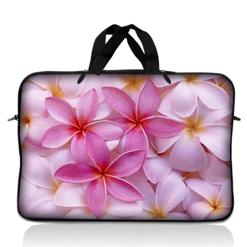 LSS  17 Inch Laptop Sleeve Bag Carrying Case Pouch With Handle for 17.4" 17.3" 17" 16" Apple Macbook, Gw, Acer, Asus, Dell, HP, Sony Plumeria Flower