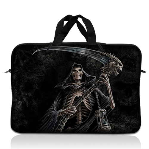 LSS  12.3 Inch Laptop Sleeve Bag Carrying Case Pouch w Handle for 11" 11.6" 12" Apple Macbook, Gw, Acer, Asus, Dell, HP, Sony, Toshiba, Reaper Skull
