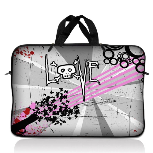 LSS 15.6 inch Laptop Sleeve Bag Carrying Case Pouch with Handle for 14" 15" 15.4" 15.6" Apple Macbook, GW, Acer, Asus, Dell, Hp, Sony, Love Skull