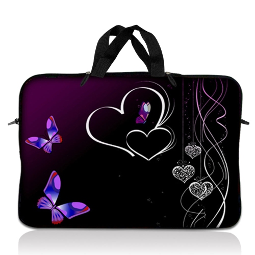 LSS  14.1 Inch Laptop Sleeve Bag Carrying Case Pouch \w Handle for 14" 14.1" Apple Macbook, Gw, Acer, Asus, Dell, HP, Sony, Toshiba, Butterfly Heart