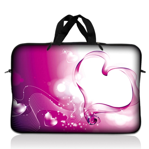 LSS  14.1 Inch Laptop Sleeve Bag Carrying Case Pouch With Handle for 14" 14.1" Apple Macbook, Gw, Acer, Asus, Dell, HP, Sony, Toshiba, Pink Heart