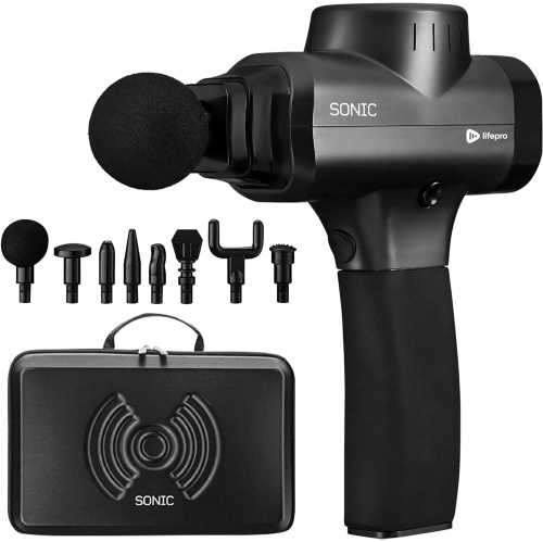 LIFEPRO  Sonic Handheld Percussion Massage Gun: Deep Tissue Massager for Sore Muscles And Stiffness - Quiet, 5 Speed High-Intensity Massage