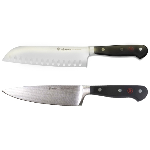 Wusthof Classic 7" Hollow Edge Santoku Kitchen Knife + Wusthof Classic