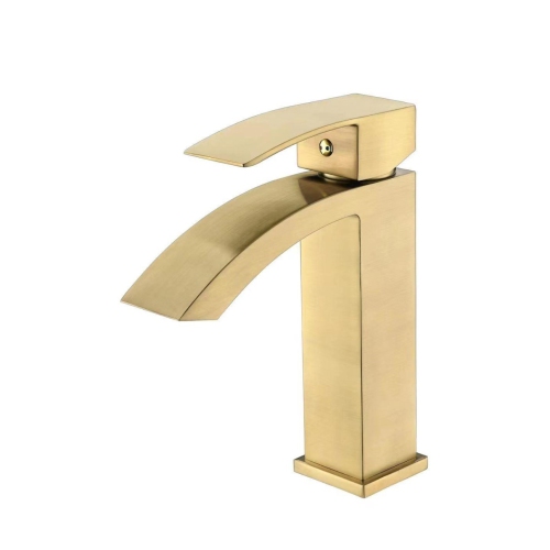 MAX Faucets Waterfall Bathroom Faucet Single Handle Brushed Gold Finish