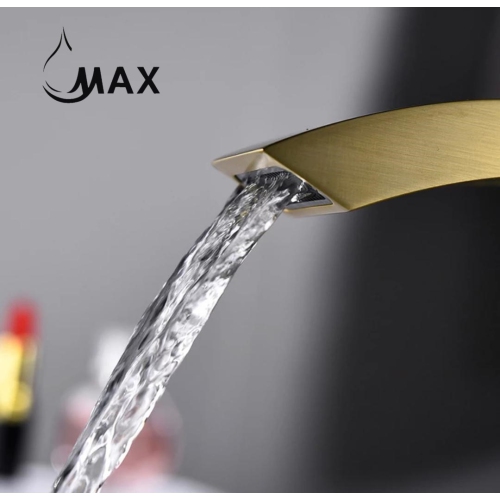 MAX Faucets Waterfall Bathroom Faucet Single Handle Brushed Gold Finish
