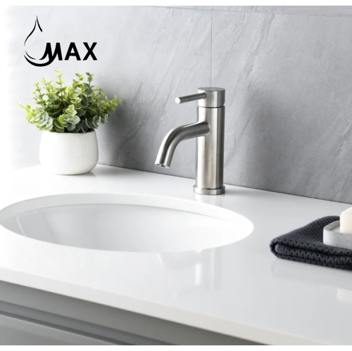MAX Faucets Single Handle Bathroom Faucet Round Design Brushed Nickel Finish