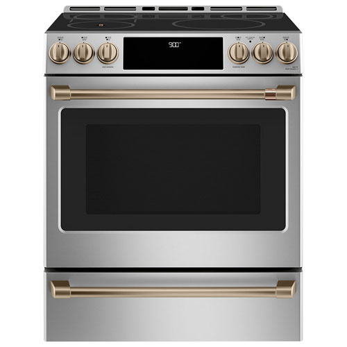 Cafe 30" 5.7 Cu Ft True Convection 5-Element Slide-In Electric Air Fry Range -Stainless Steel