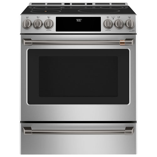 Cafe 30" 5.7 Cu Ft True Convection 5-Element Slide-In Electric Air Fry Range -Stainless Steel