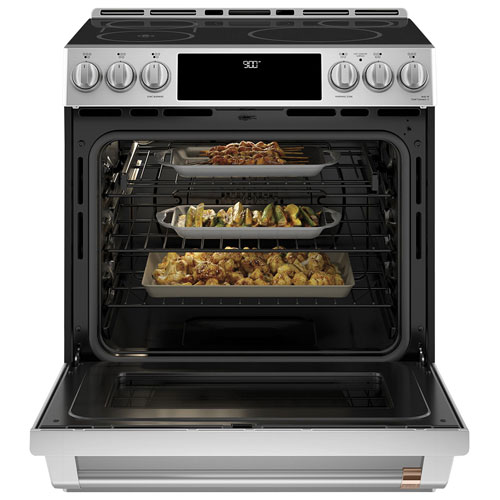 Cafe 30" 5.7 Cu Ft True Convection 5-Element Slide-In Electric Air Fry Range -Stainless Steel