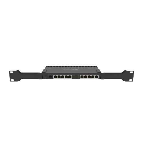 RB4011IGS+RMPowerful 10xGigabit port router with a Quad-core 1.4Ghz CPU, 1GB RAM, SFP+ 10Gbps cage and desktop case with rack ears