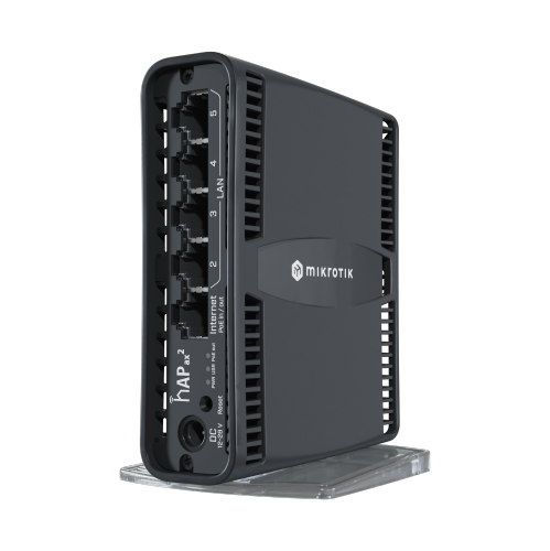 hAP ax2 A Generation 6 version of the legendary hAP ac². With PoE-in and PoE-out, much faster wireless, more RAM, and a modern CPU. The smallest