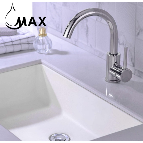 MAX Faucets Side Handle Bathroom Faucet Swivel Spout Chrome Finish