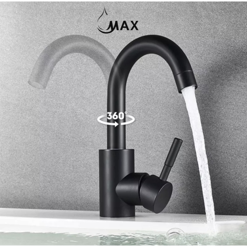 MAX Faucets Bathroom Faucet Side Handle Swivel Matte Black Finish
