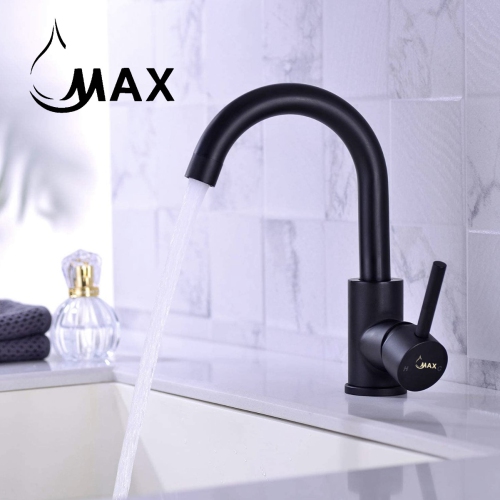 MAX Faucets Bathroom Faucet Side Handle Swivel Matte Black Finish
