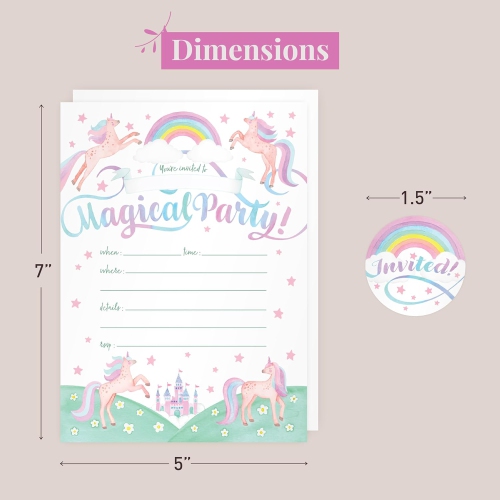 Rileys & Co. Party Invitation Cards with Envelopes and Bonus Stickers, Party Invitation Cards for Boys and Girls with Cute Graphics 7x5 Inches - 50