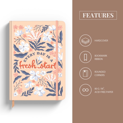 Journal de notes Rileys & Co pour le travail et l’école - Journal ligné 8 x 6 po - Couverture métallique dorée - Cahier de notes compact pour femmes