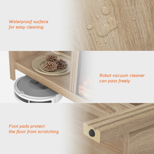 Meuble pour téléviseur WAMPAT avec foyer pour meuble télé de 75 po, meuble pour téléviseur électrique en bois Fire place avec 4 Storages pour chambre