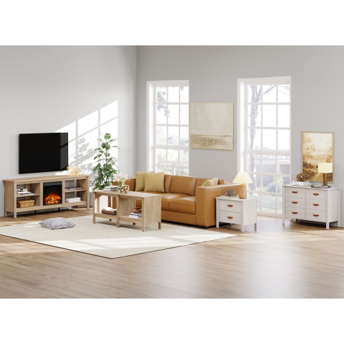 Meuble pour téléviseur WAMPAT avec foyer pour meuble télé de 75 po, meuble pour téléviseur électrique en bois Fire place avec 4 Storages pour chambre