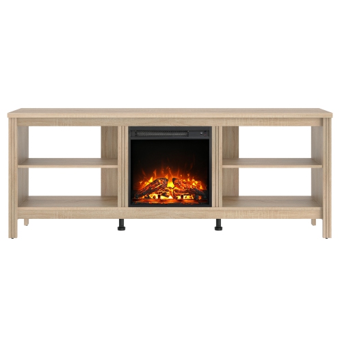 Meuble pour téléviseur WAMPAT avec foyer pour meuble télé de 75 po, meuble pour téléviseur électrique en bois Fire place avec 4 Storages pour chambre