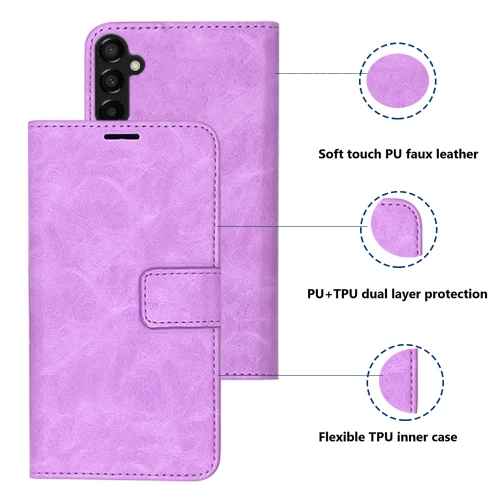 Étui-portefeuille magnétique XCRS, pochette en cuir de polyuréthane avec fente pour carte et support pour Samsung S23 FE