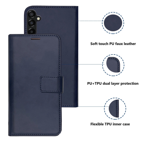 Étui-portefeuille magnétique XCRS, pochette en cuir de polyuréthane avec fente pour carte et support pour Samsung S23 FE