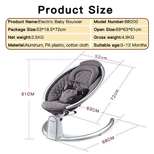 Hot Mom Electric Cotton Baby Bouncer for Newborns and Infants - Bluetooth-Enabled Automatic Swing, Built-In Music Speaker, Adjustable Seat Angle with