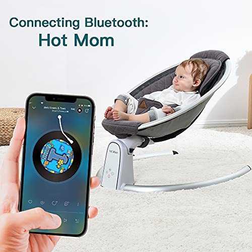 Hot Mom Electric Cotton Baby Bouncer for Newborns and Infants - Bluetooth-Enabled Automatic Swing, Built-In Music Speaker, Adjustable Seat Angle with