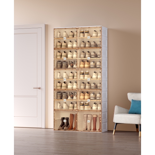 AntBox Shoe Cabinet 9 layers 18 grids Portable Shoe Organizers Storage Boxes with Magnetic Door, Easy Assembly