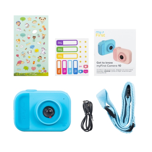 Appareil photo myFirst 10 - nouvel appareil photo numérique miniature pour enfants, photo, vidéo, 5 Mpx, carte microSD 32 Go - Bleu