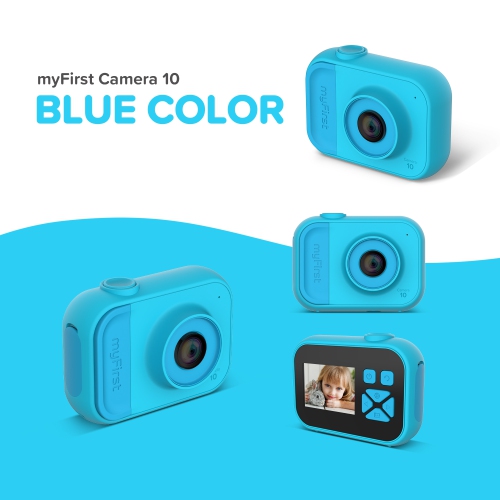 Appareil photo myFirst 10 - nouvel appareil photo numérique miniature pour enfants, photo, vidéo, 5 Mpx, carte microSD 32 Go - Bleu