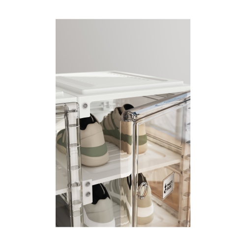 AntBox Shoe Box 10 layers 20 girds Transparent, Portable Shoe Organizers Storage Boxes with Magnetic Door, Easy Assembly