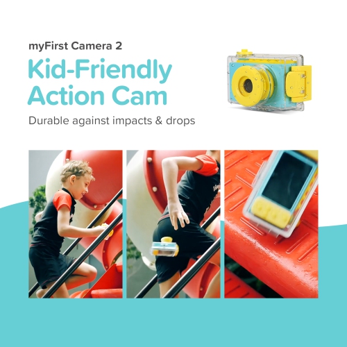 myFirst Camera 2 Kids Action Camera with IPX8 Waterproof & Shockproof Case, 1080p Video 8MP Photo, Tripod Mount, Action Camera for Swimming, Gift for