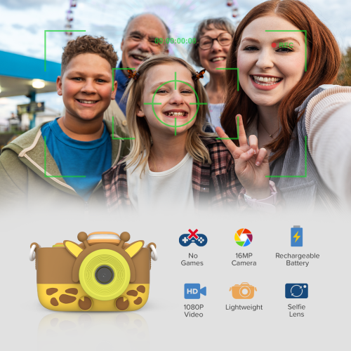 Appareil photo numérique myFirst Camera 3 pour enfants, caméra vidéo pour tout-petits, vidéo 16&nbsp;Mpx 1080HD, carte MicroSD, égoportrait et