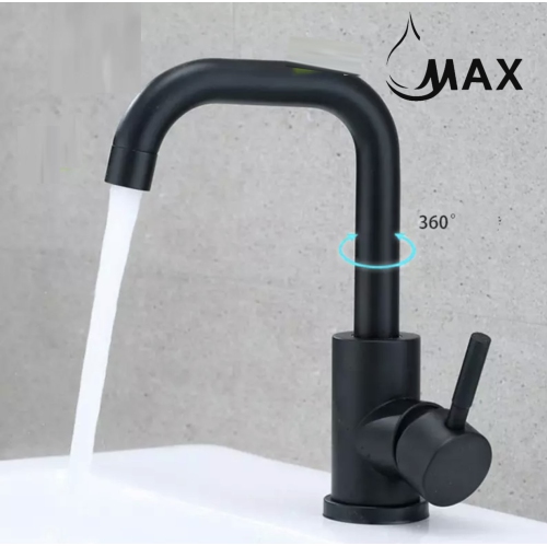 MAX Faucets Bathroom Faucet Side Handle Swivel Spout Matte Black Finish