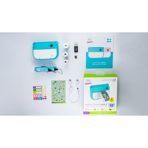 Appareil photo myFirst Camera Insta 2 - appareil photo numérique instantané pour enfants, photo, 12&nbsp;Mpx vidéo, impression thermique - Bleu