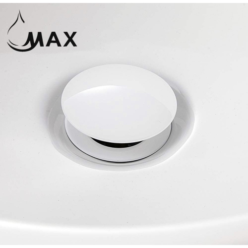 MAX Faucets Metal Push Pop-Up Sink Drain With Overflow White Finish