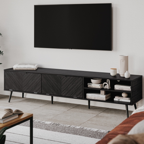 CorLiving Himari Modern Dark Grey TV Stand with Storage Drawers, TV Table Stand - TVS UP TO 85"
