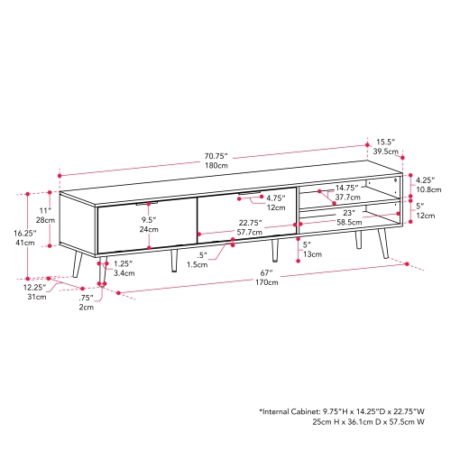 CorLiving Himari Modern Dark Grey TV Stand with Storage Drawers, TV Table Stand - TVS UP TO 85"